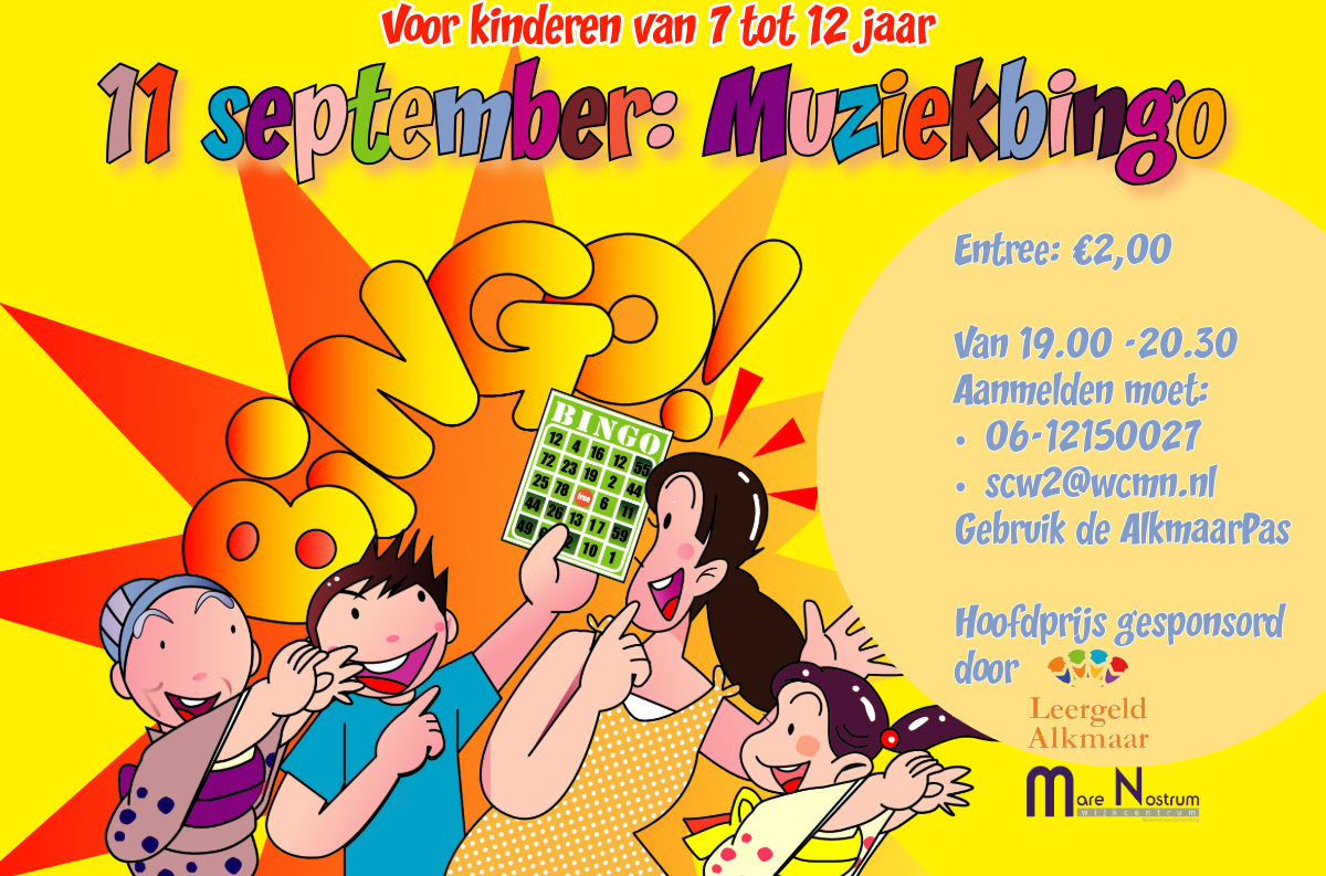 tekening van enthousiaste kinderen met een bingokaart