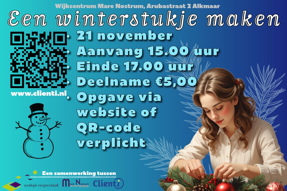 Afbeelding van een vrouw die bezig is met het maken van een winterstukje